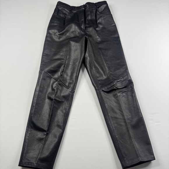Moda Spiegel Pants - Moda‎ Spiegel Black Leather Pants High Waisted Tapered Leg Womens Size 10 29x29